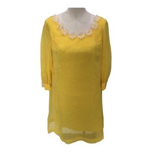 Vintage 60’s Pixie California yellow mod daisy dress